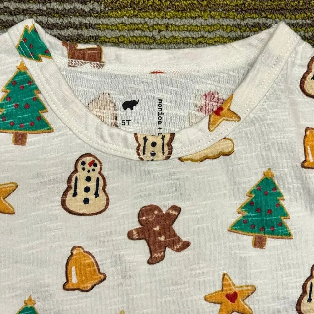Longsleeve Shirt Organic Cotton Christmas Cookies Holiday Monica + Andy Sz 5T